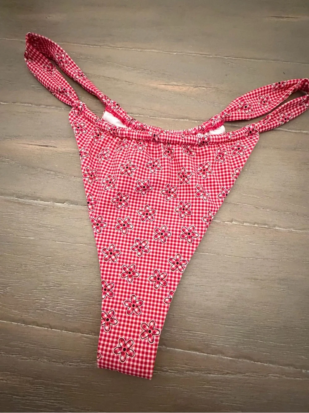 Pink by Frankie's Bikinis Ladybug Gingham Bikini Bottom